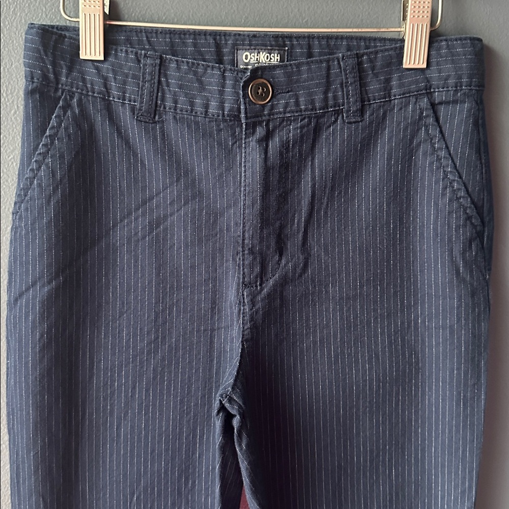 💙 OshKosh B'gosh boys pants navy blue and white stripes size 12 youth EUC